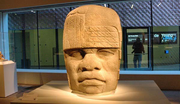 Olmec head - San Lorenzo Monument 4 at the De Young Museum