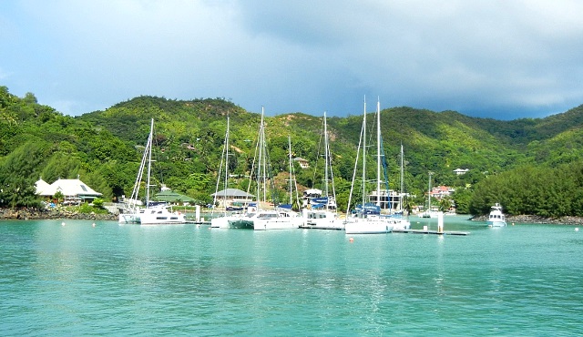 Catamarans in Praslin, Seychelles