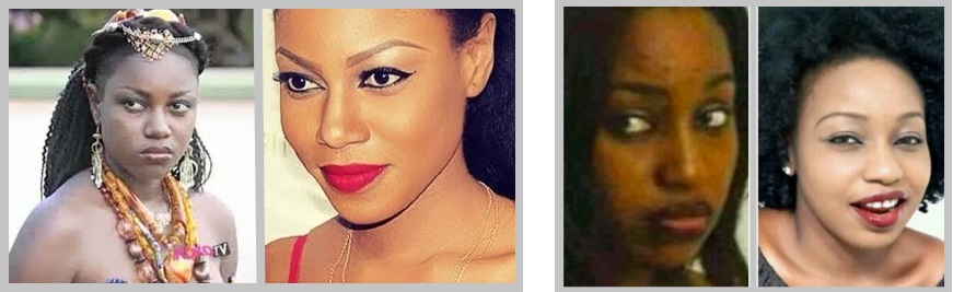 NollyWood Actresses Yvonne Nelson & Rita Domninic showing a difference in skin tone