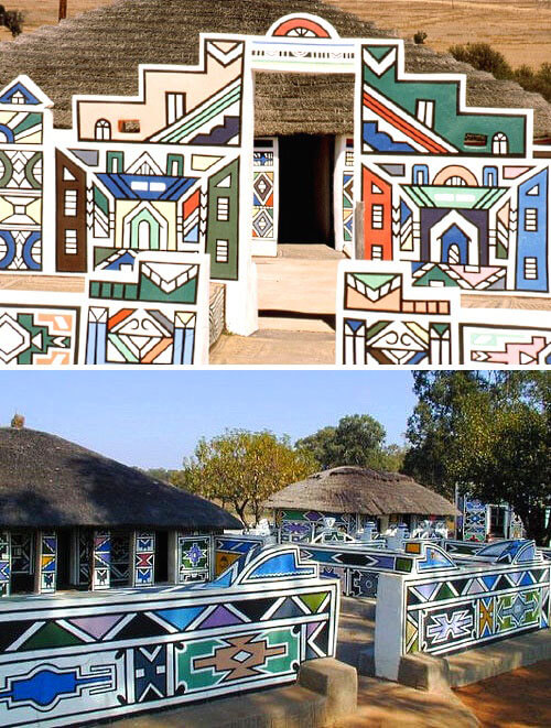 2_The colourful and bright geometric designs with which the Ndebele beautify their homes