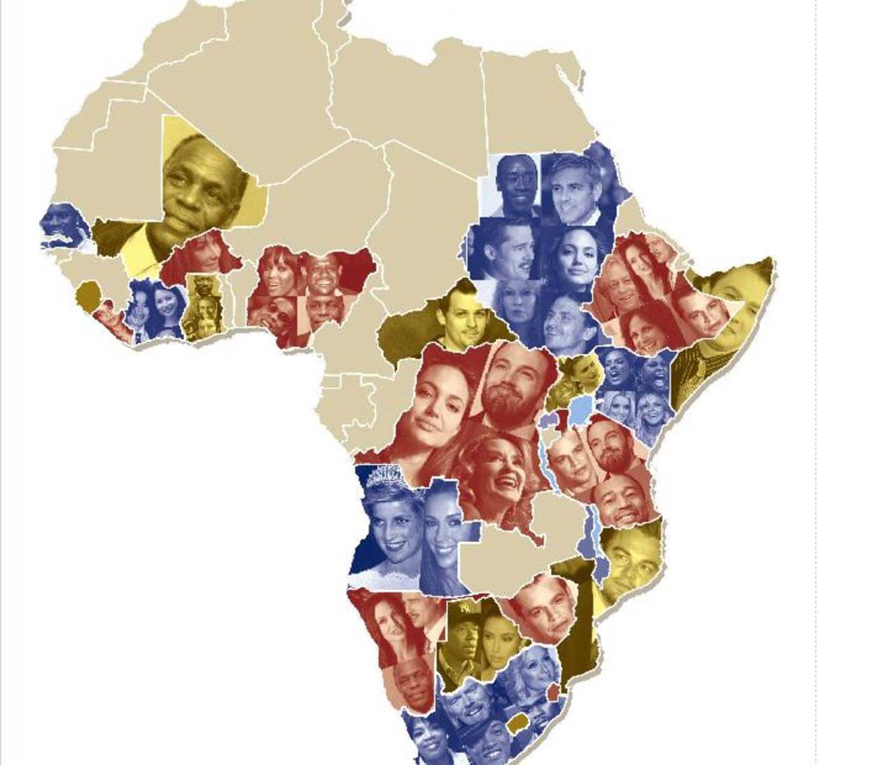 Mother Jones map of African countries that have been claimed by celebrities